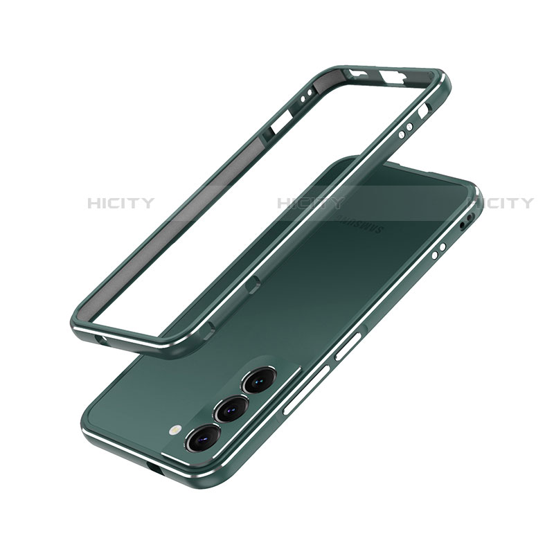 Samsung Galaxy S21 Plus 5G用ケース 高級感 手触り良い アルミメタル 製の金属製 バンパー カバー A01 サムスン グリーン