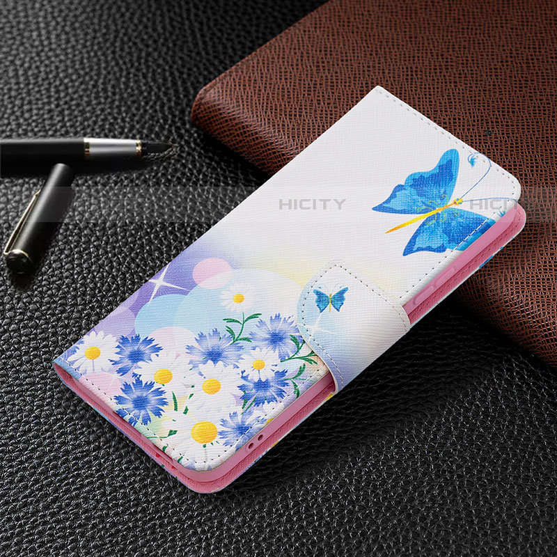 Samsung Galaxy S21 Plus 5G用手帳型 レザーケース スタンド パターン カバー B01F サムスン ブルー