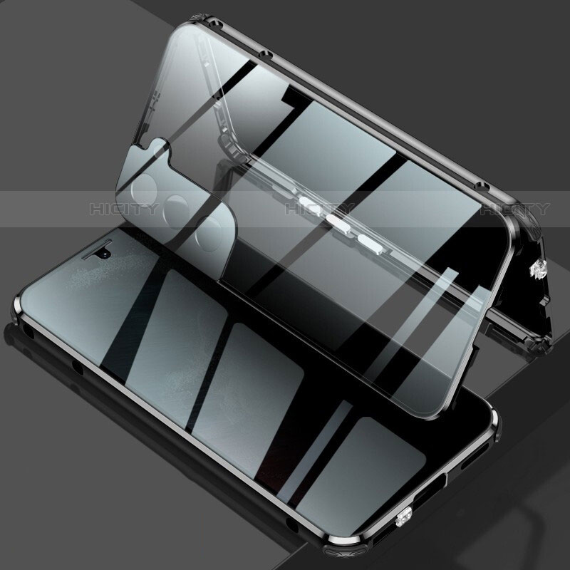 Samsung Galaxy S21 Plus 5G用ケース 高級感 手触り良い アルミメタル 製の金属製 360度 フルカバーバンパー 鏡面 カバー M02 サムスン ブラック