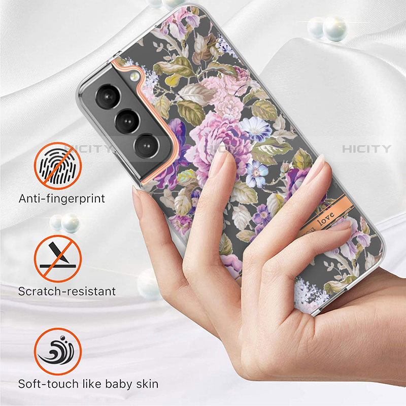 Samsung Galaxy S21 Plus 5G用シリコンケース ソフトタッチラバー 花 カバー サムスン 