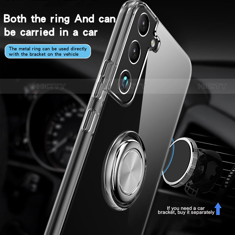 Samsung Galaxy S21 Plus 5G用極薄ソフトケース シリコンケース 耐衝撃 全面保護 クリア透明 アンド指輪 マグネット式 A01 サムスン 