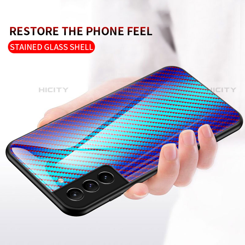 Samsung Galaxy S21 Plus 5G用ハイブリットバンパーケース プラスチック 鏡面 虹 グラデーション 勾配色 カバー M01 サムスン 