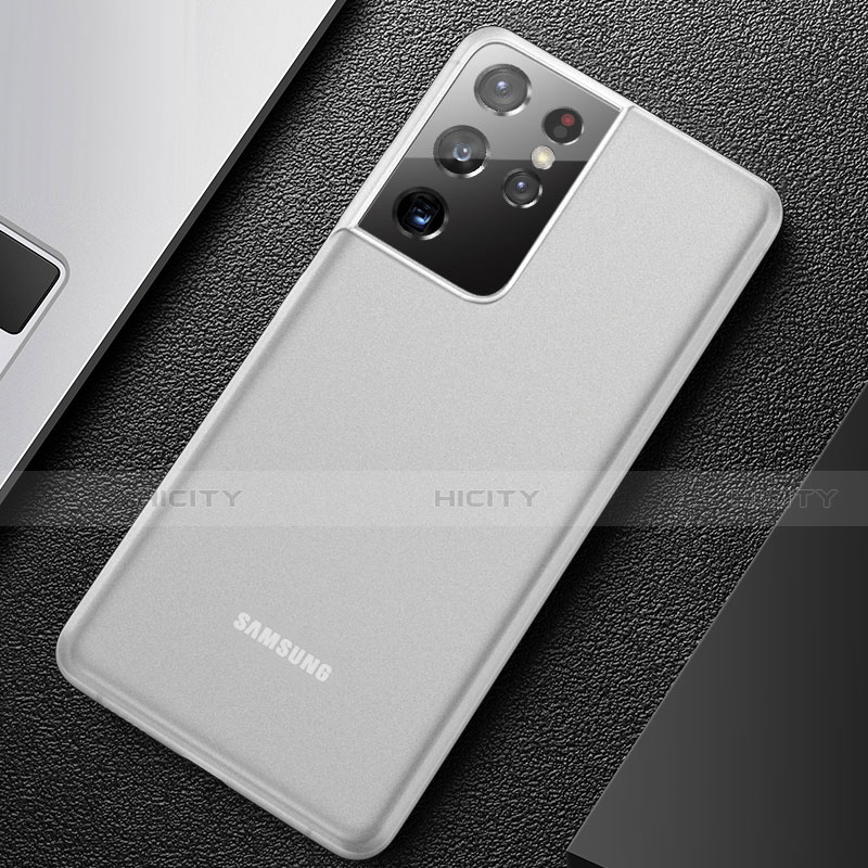 Samsung Galaxy S21 Ultra 5G用極薄ケース クリア透明 プラスチック 質感もマットU01 サムスン ホワイト