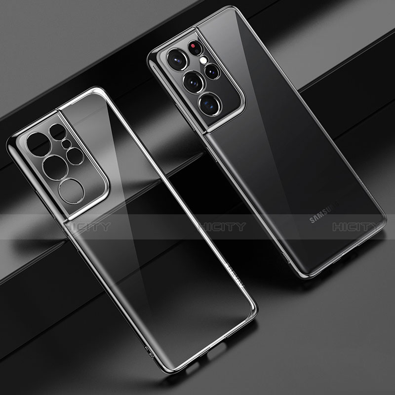 Samsung Galaxy S21 Ultra 5G用極薄ソフトケース シリコンケース 耐衝撃 全面保護 クリア透明 H02 サムスン ブラック