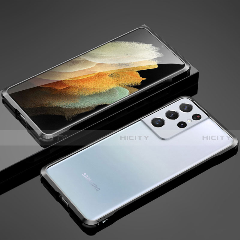 Samsung Galaxy S21 Ultra 5G用ケース 高級感 手触り良い アルミメタル 製の金属製 バンパー カバー サムスン ブラック