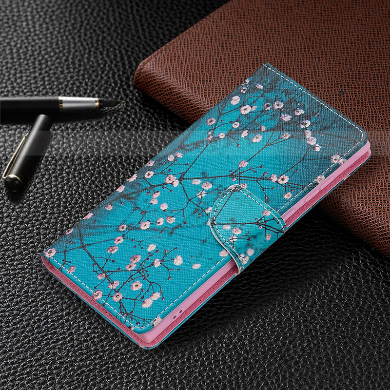 Samsung Galaxy S21 Ultra 5G用手帳型 レザーケース スタンド パターン カバー B09F サムスン ネイビー