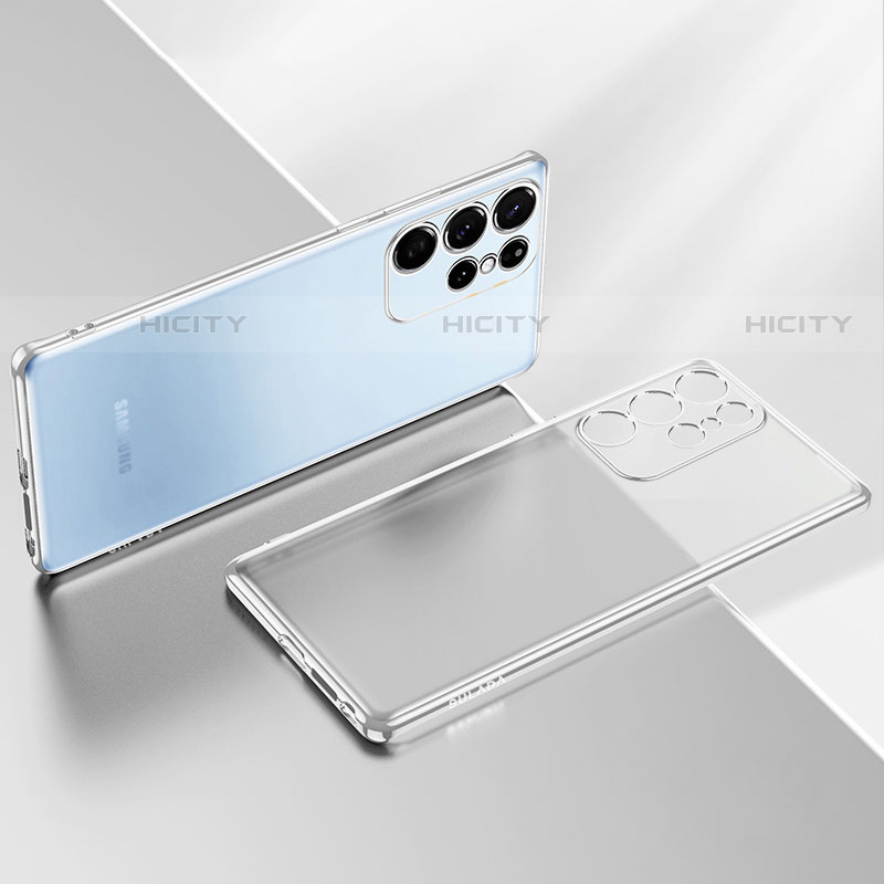 Samsung Galaxy S21 Ultra 5G用極薄ソフトケース シリコンケース 耐衝撃 全面保護 クリア透明 H03 サムスン シルバー