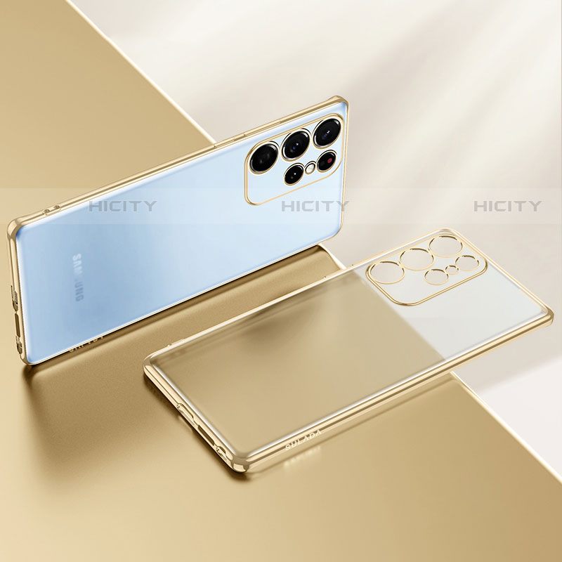 Samsung Galaxy S21 Ultra 5G用極薄ソフトケース シリコンケース 耐衝撃 全面保護 クリア透明 H03 サムスン ゴールド