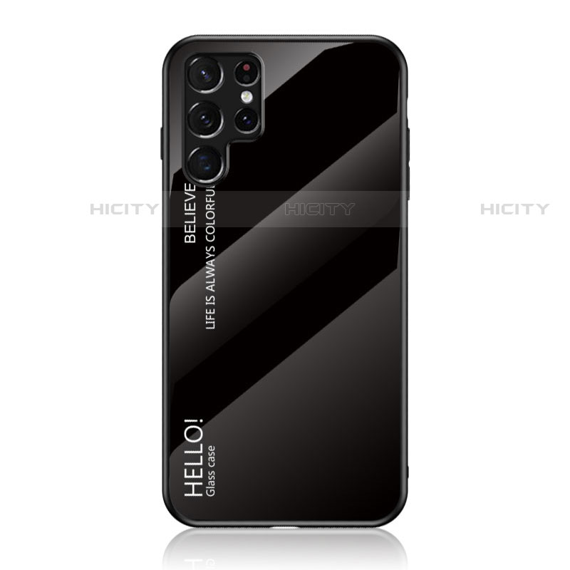 Samsung Galaxy S21 Ultra 5G用ハイブリットバンパーケース プラスチック 鏡面 虹 グラデーション 勾配色 カバー M02 サムスン ブラック