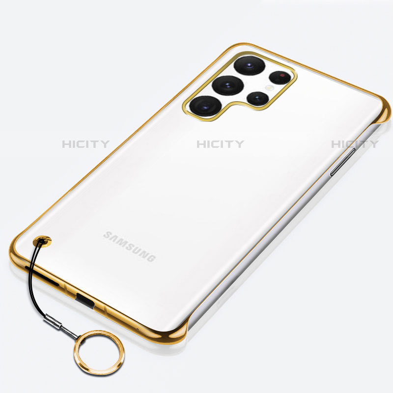 Samsung Galaxy S21 Ultra 5G用ハードカバー クリスタル クリア透明 H02 サムスン ゴールド