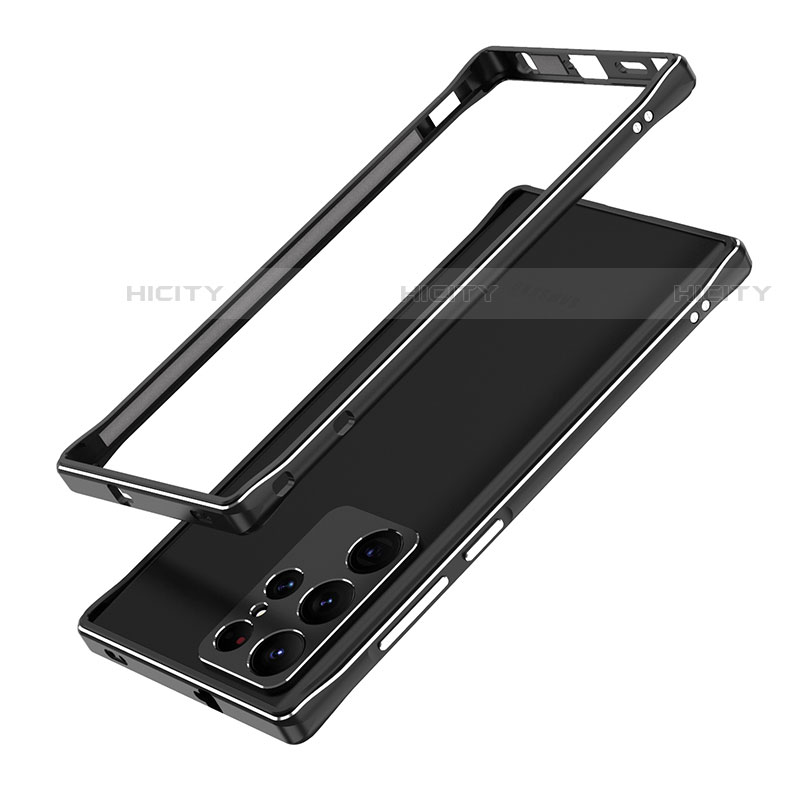 Samsung Galaxy S21 Ultra 5G用ケース 高級感 手触り良い アルミメタル 製の金属製 バンパー カバー A01 サムスン ブラック