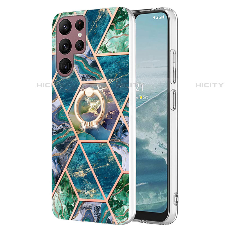 Samsung Galaxy S21 Ultra 5G用シリコンケース ソフトタッチラバー バタフライ パターン カバー Y13B サムスン ミッドナイトネイビー