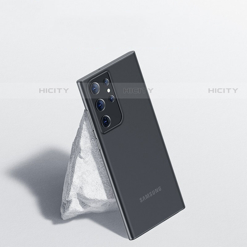 Samsung Galaxy S21 Ultra 5G用極薄ケース クリア透明 プラスチック 質感もマットH01 サムスン ブラック