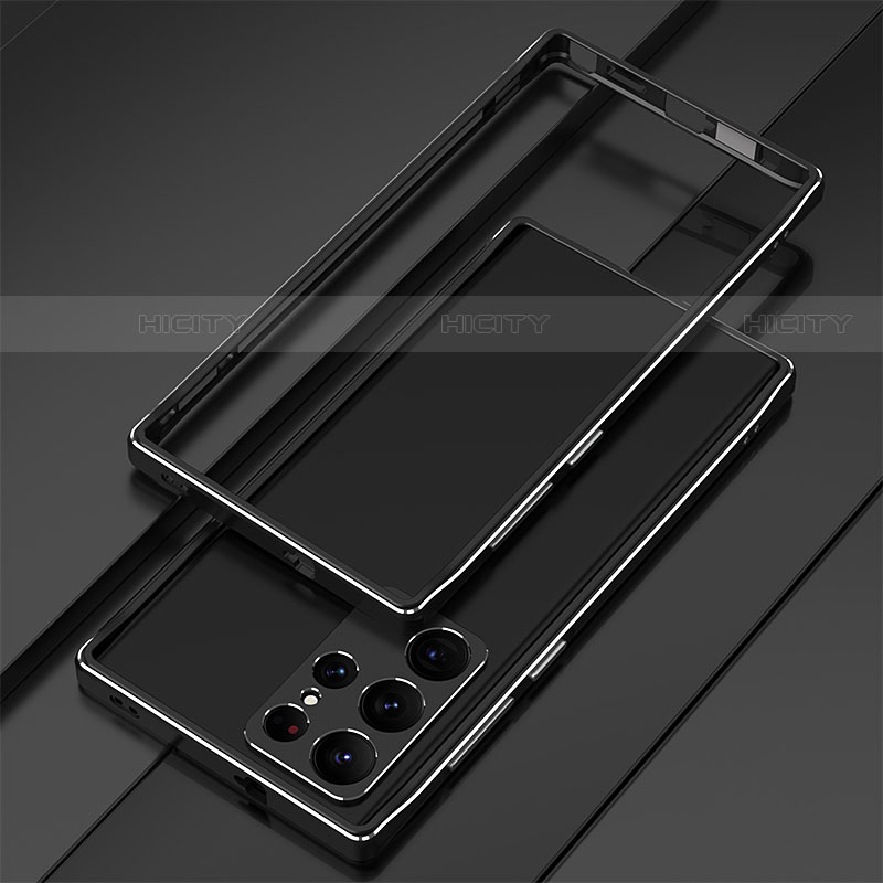 Samsung Galaxy S21 Ultra 5G用ケース 高級感 手触り良い アルミメタル 製の金属製 バンパー カバー T01 サムスン ブラック