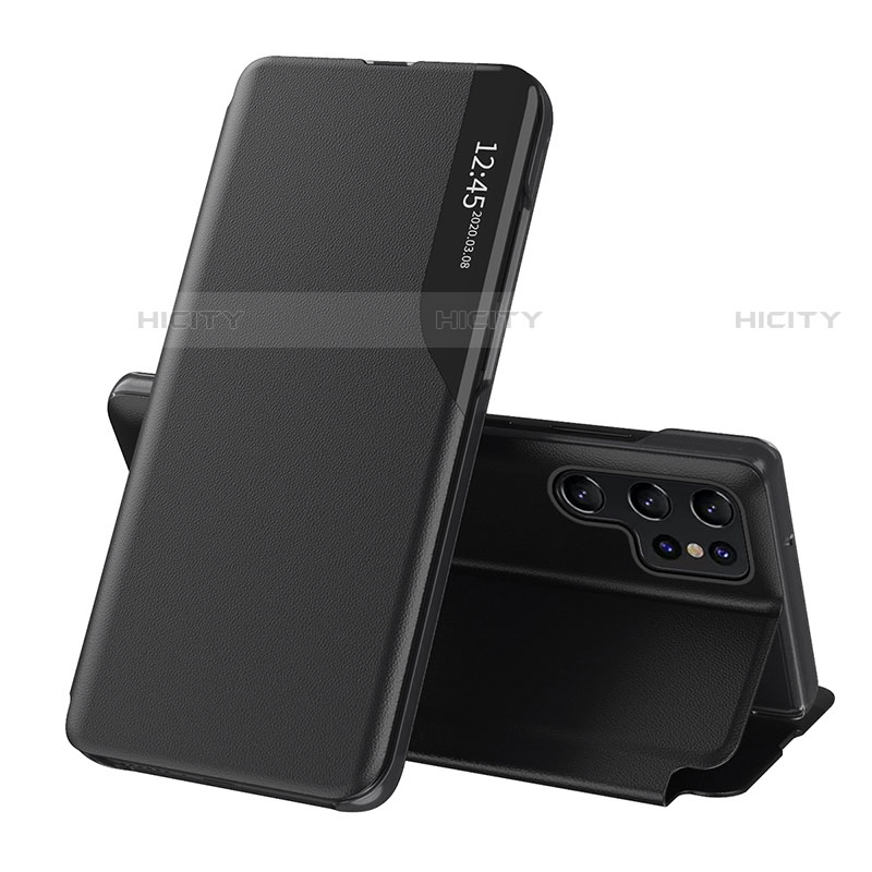 Samsung Galaxy S21 Ultra 5G用手帳型 レザーケース スタンド カバー L03 サムスン ブラック