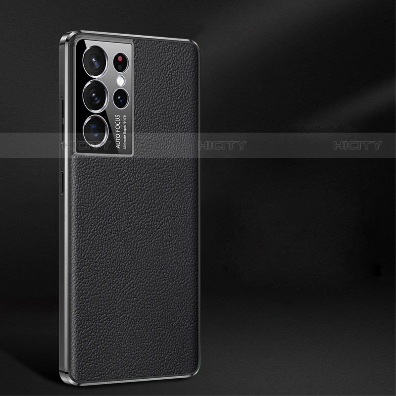 Samsung Galaxy S21 Ultra 5G用ケース 高級感 手触り良いレザー柄 C10 サムスン ブラック