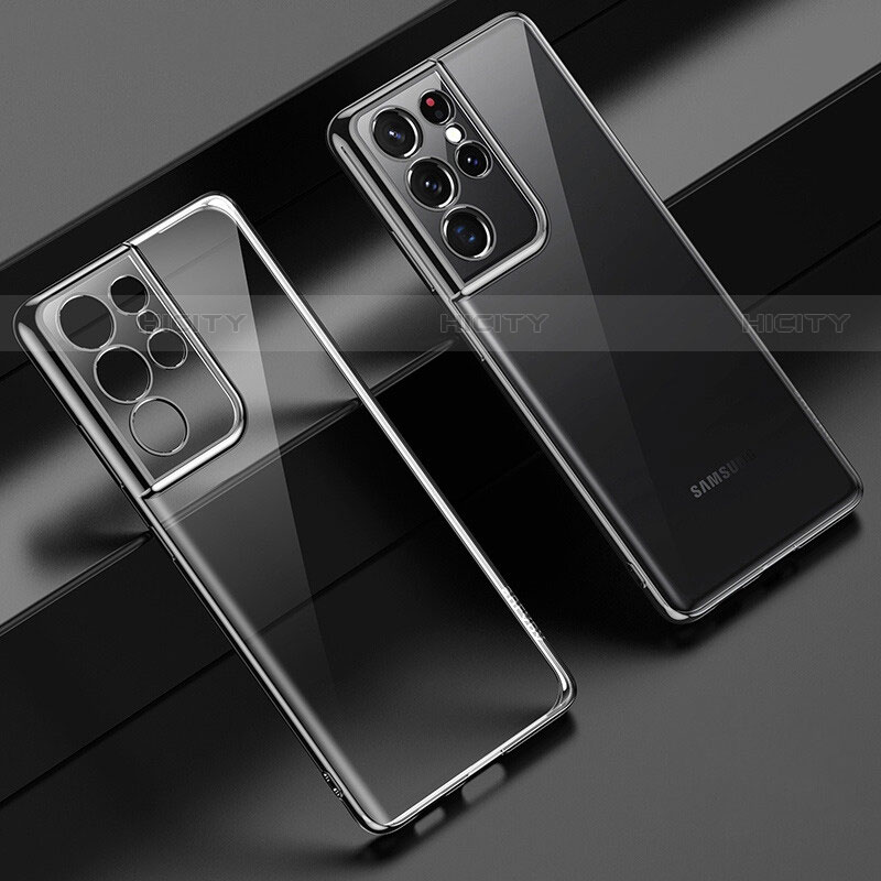 Samsung Galaxy S21 Ultra 5G用極薄ソフトケース シリコンケース 耐衝撃 全面保護 クリア透明 H08 サムスン ブラック