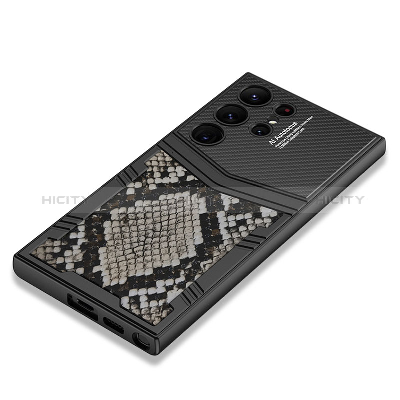 Samsung Galaxy S21 Ultra 5G用ハイブリットバンパーケース 高級感 手触り良いレザー柄 兼プラスチック AC5 サムスン ブラック
