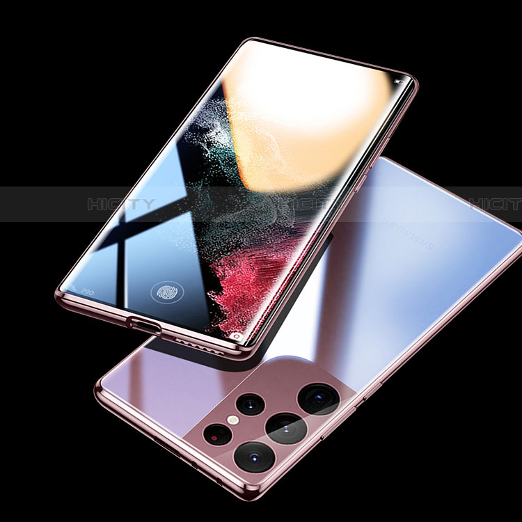 Samsung Galaxy S21 Ultra 5G用ケース 高級感 手触り良い アルミメタル 製の金属製 360度 フルカバーバンパー 鏡面 カバー M03 サムスン 