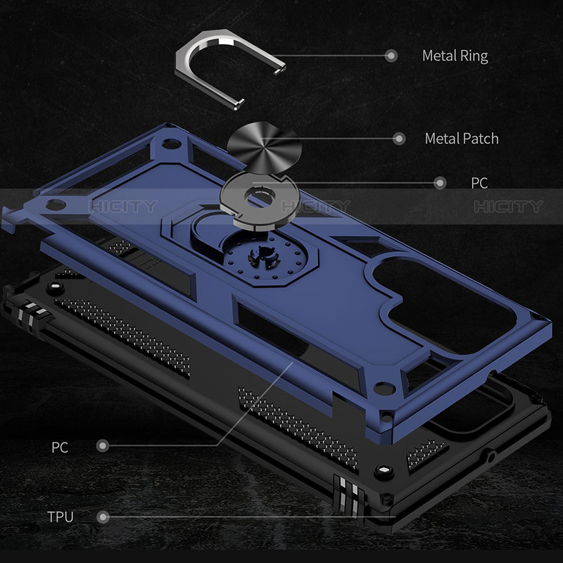 Samsung Galaxy S21 Ultra 5G用ハイブリットバンパーケース プラスチック アンド指輪 マグネット式 T02 サムスン 