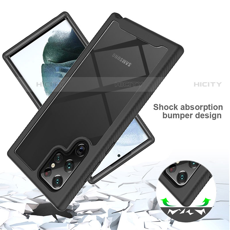 Samsung Galaxy S21 Ultra 5G用360度 フルカバー ハイブリットバンパーケース クリア透明 プラスチック カバー M02 サムスン 