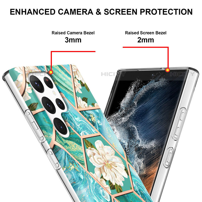 Samsung Galaxy S21 Ultra 5G用シリコンケース ソフトタッチラバー 花 カバー S01 サムスン 