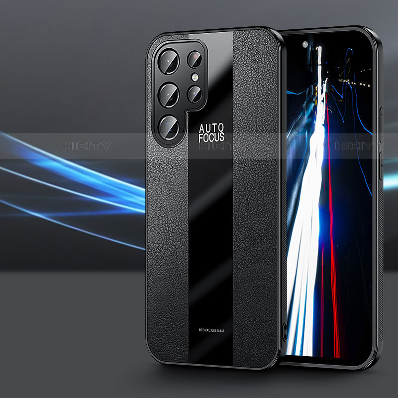 Samsung Galaxy S21 Ultra 5G用シリコンケース ソフトタッチラバー レザー柄 カバー S07 サムスン 