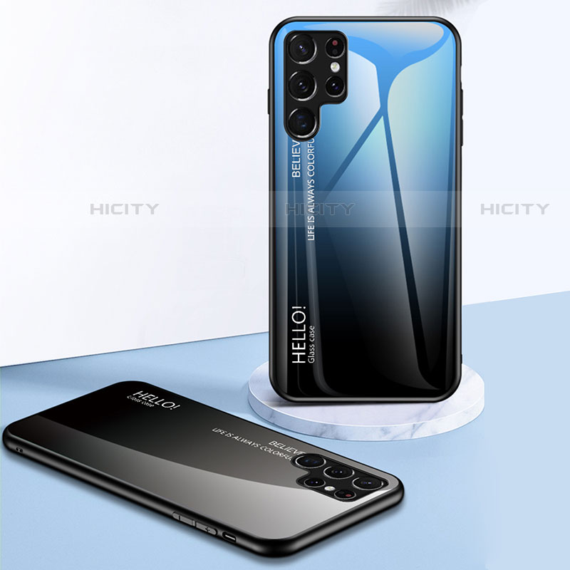 Samsung Galaxy S21 Ultra 5G用ハイブリットバンパーケース プラスチック 鏡面 虹 グラデーション 勾配色 カバー M02 サムスン 
