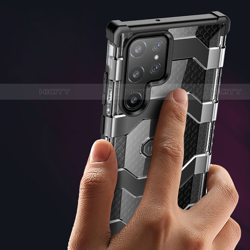 Samsung Galaxy S21 Ultra 5G用360度 フルカバー ハイブリットバンパーケース クリア透明 プラスチック カバー M05 サムスン 