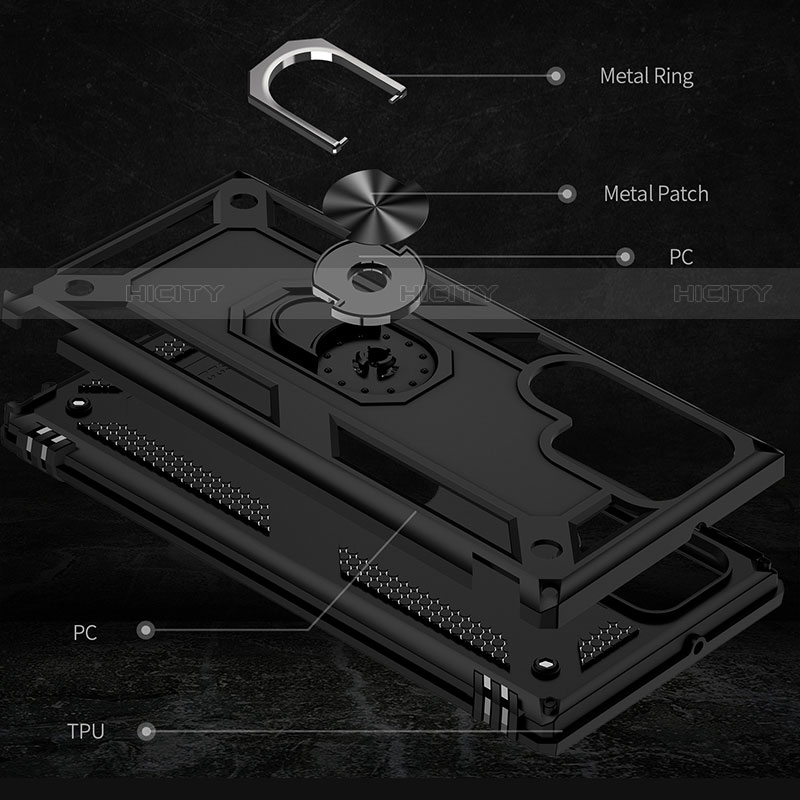 Samsung Galaxy S21 Ultra 5G用ハイブリットバンパーケース プラスチック アンド指輪 マグネット式 T03 サムスン 