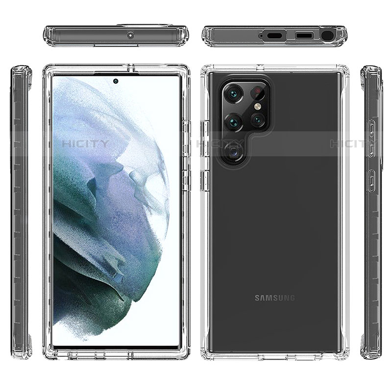 Samsung Galaxy S21 Ultra 5G用前面と背面 360度 フルカバー 極薄ソフトケース シリコンケース 耐衝撃 全面保護 バンパー 勾配色 透明 M01 サムスン 