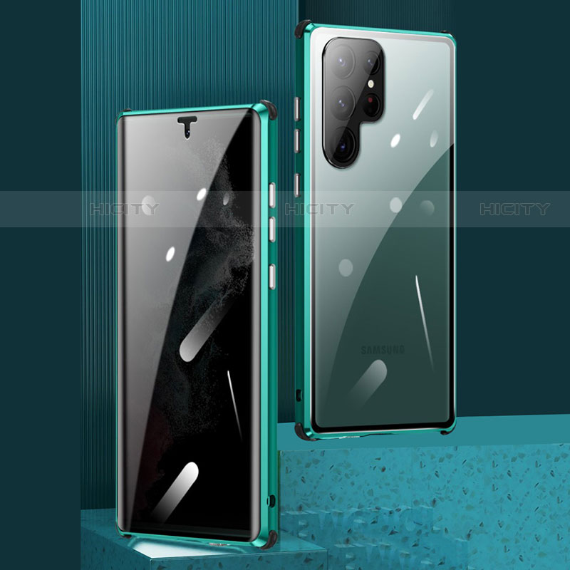 Samsung Galaxy S21 Ultra 5G用ケース 高級感 手触り良い アルミメタル 製の金属製 360度 フルカバーバンパー 鏡面 カバー サムスン 
