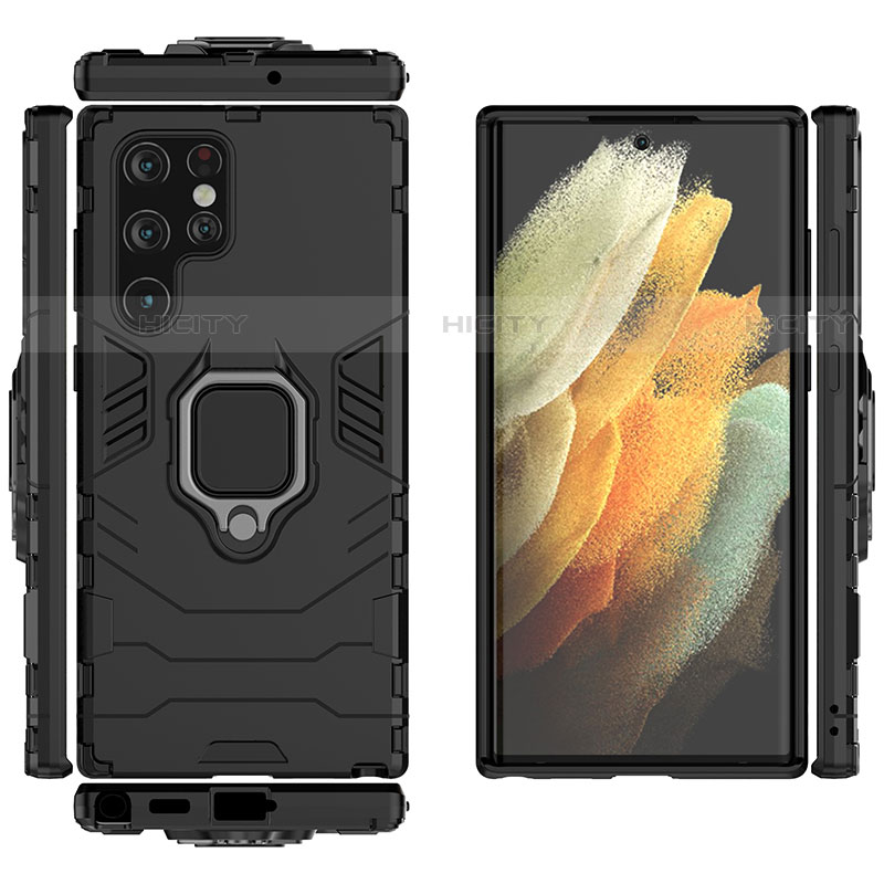 Samsung Galaxy S21 Ultra 5G用ハイブリットバンパーケース プラスチック アンド指輪 マグネット式 S01 サムスン