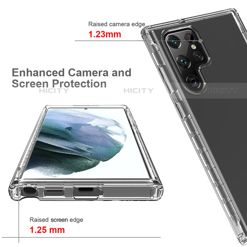Samsung Galaxy S21 Ultra 5G用前面と背面 360度 フルカバー 極薄ソフトケース シリコンケース 耐衝撃 全面保護 バンパー 勾配色 透明 サムスン 