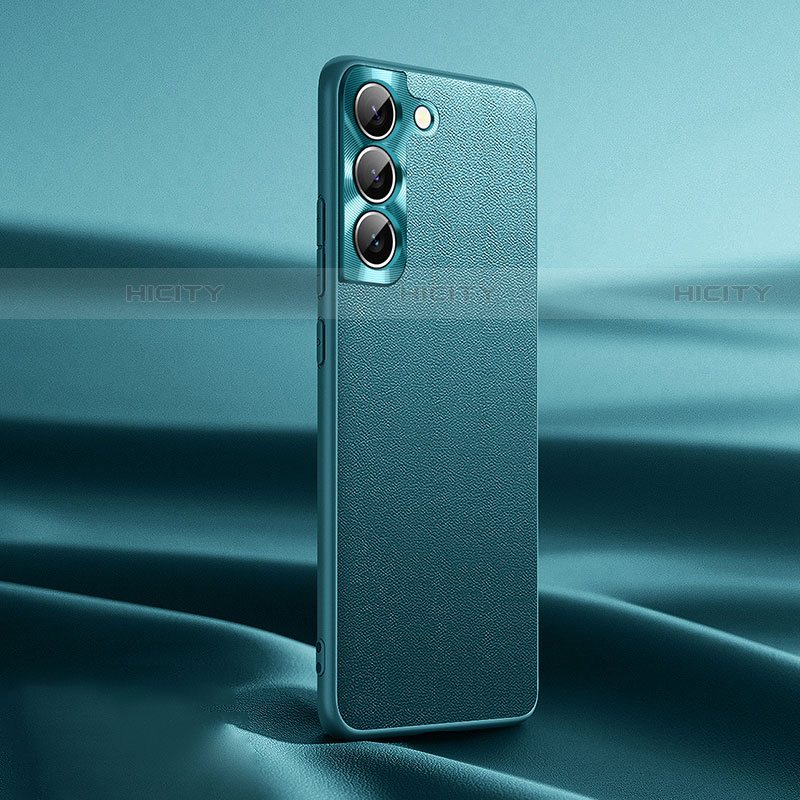 Samsung Galaxy S22 5G用ケース 高級感 手触り良いレザー柄 C07 サムスン グリーン