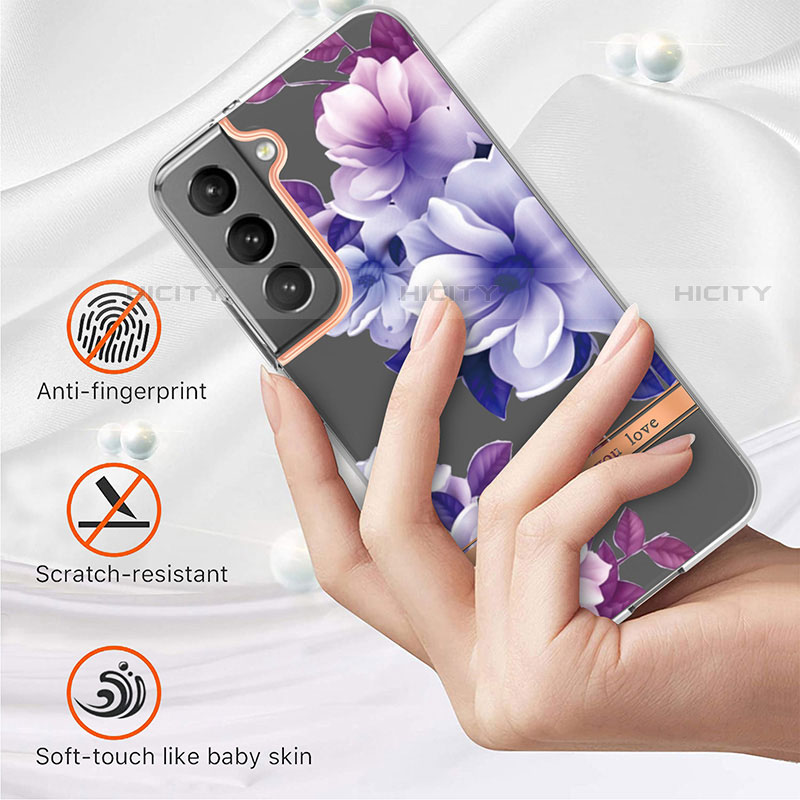 Samsung Galaxy S22 5G用シリコンケース ソフトタッチラバー 花 カバー サムスン 