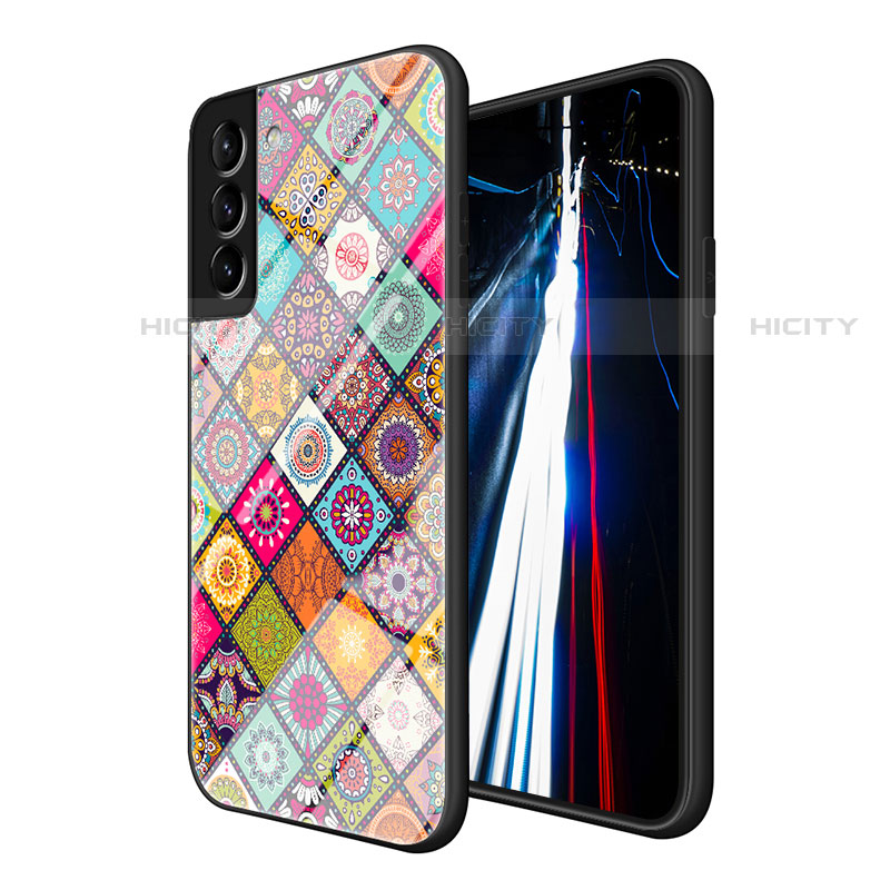 Samsung Galaxy S22 5G用ハイブリットバンパーケース プラスチック パターン 鏡面 カバー サムスン 
