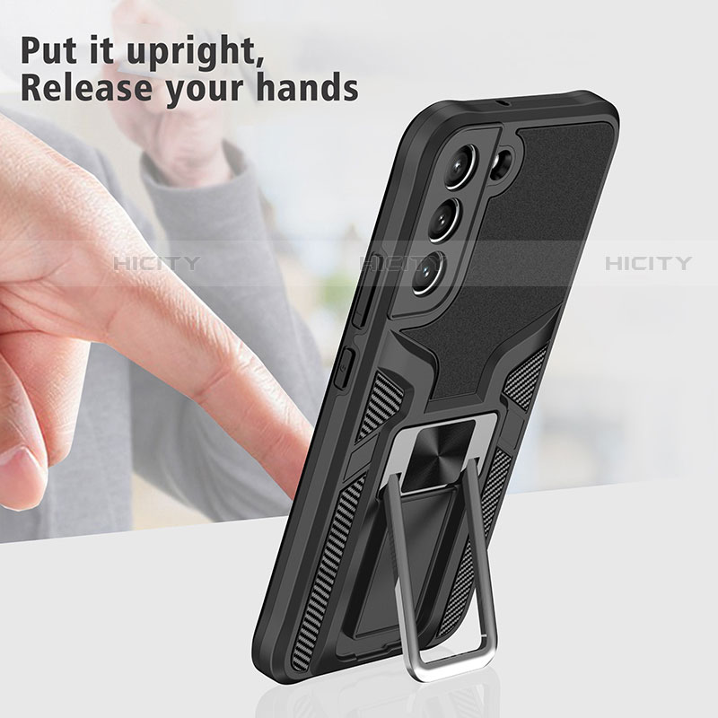 Samsung Galaxy S22 5G用ハイブリットバンパーケース スタンド プラスチック 兼シリコーン カバー マグネット式 A05 サムスン