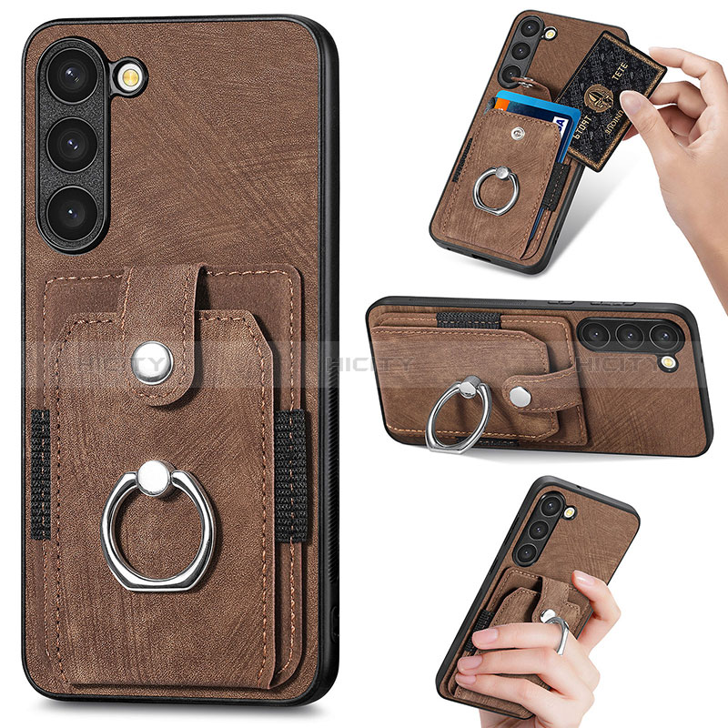 Samsung Galaxy S22 5G用シリコンケース ソフトタッチラバー レザー柄 カバー SD5 サムスン