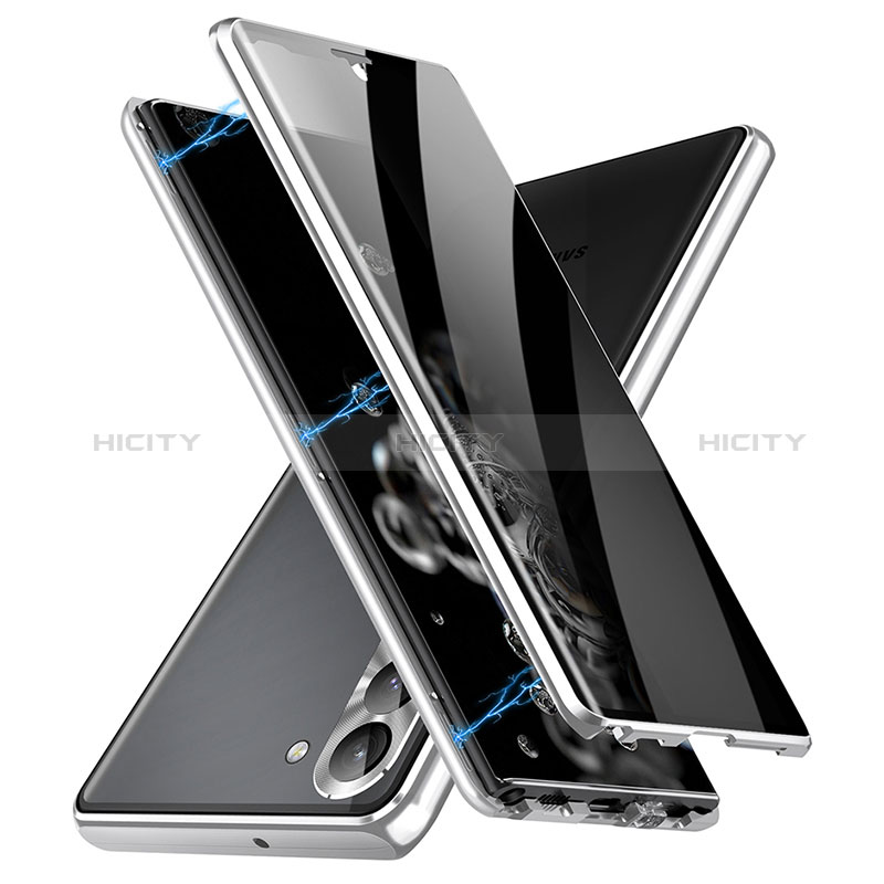 Samsung Galaxy S22 Plus 5G用ケース 高級感 手触り良い アルミメタル 製の金属製 360度 フルカバーバンパー 鏡面 カバー LK2 サムスン シルバー