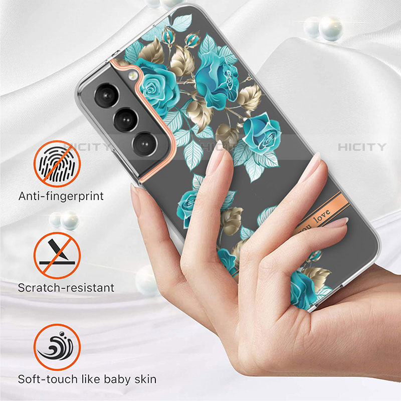 Samsung Galaxy S22 Plus 5G用シリコンケース ソフトタッチラバー 花 カバー サムスン 