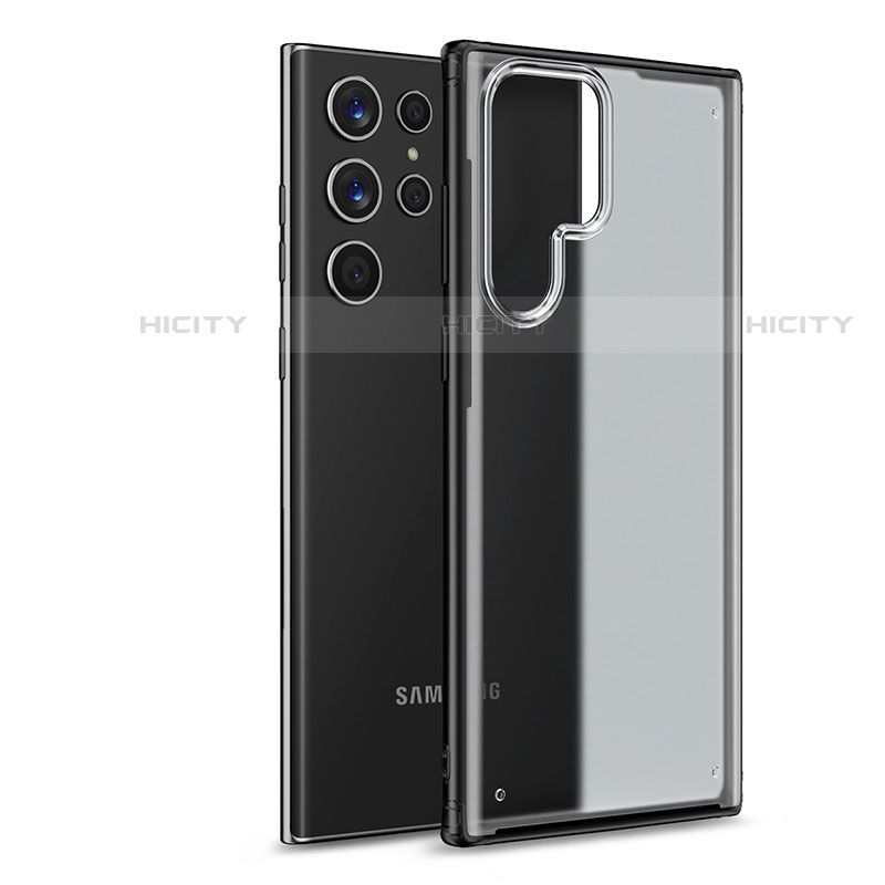 Samsung Galaxy S22 Ultra 5G用ハイブリットバンパーケース クリア透明 プラスチック カバー M02 サムスン ブラック