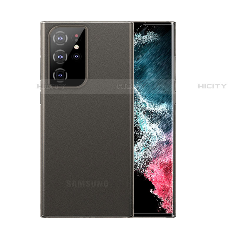 Samsung Galaxy S22 Ultra 5G用極薄ケース クリア透明 プラスチック 質感もマットU03 サムスン グレー