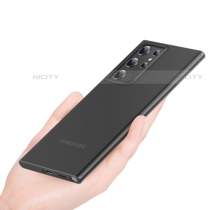 Samsung Galaxy S22 Ultra 5G用極薄ケース クリア透明 プラスチック 質感もマットH01 サムスン ブラック