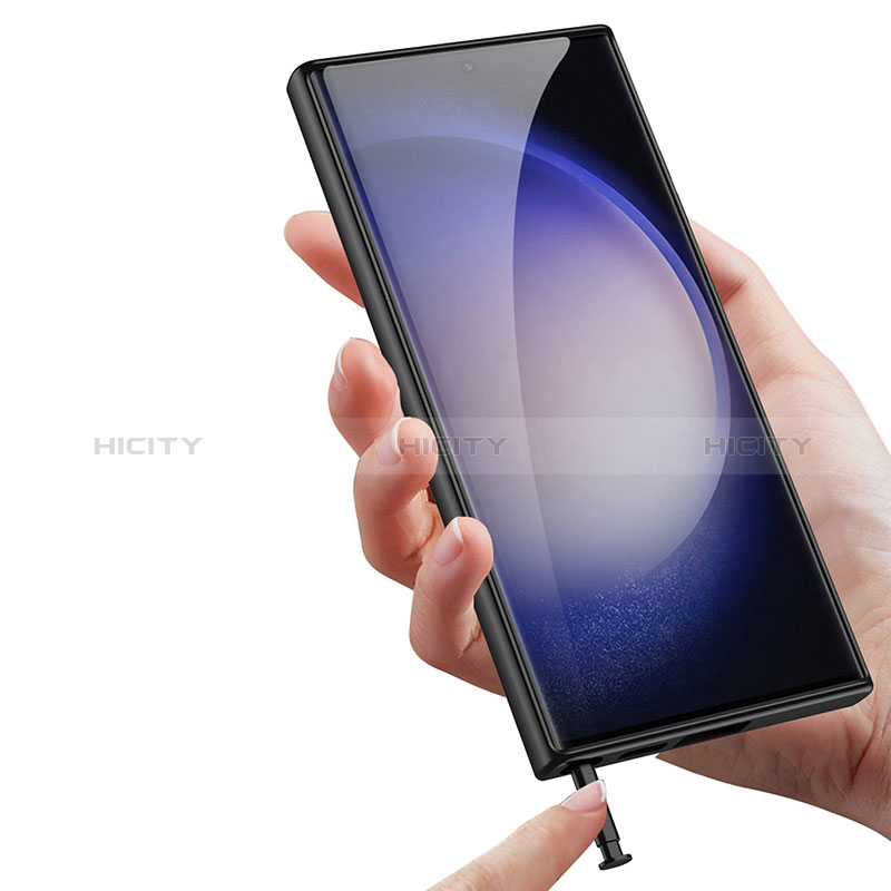 Samsung Galaxy S22 Ultra 5G用ハイブリットバンパーケース 高級感 手触り良いレザー柄 兼プラスチック AC2 サムスン ブラック