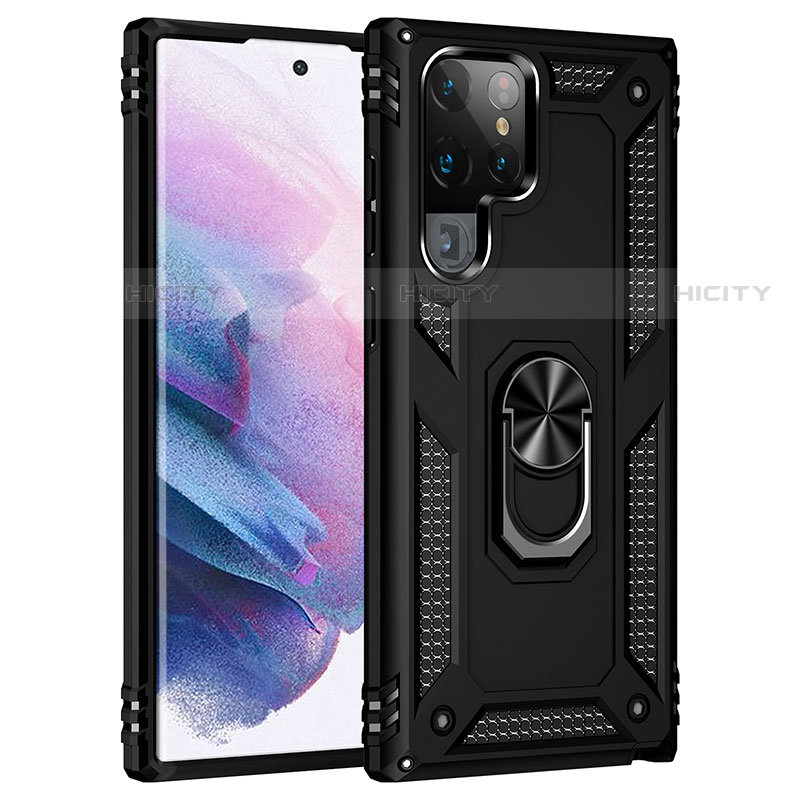 Samsung Galaxy S22 Ultra 5G用ハイブリットバンパーケース プラスチック アンド指輪 マグネット式 T02 サムスン 
