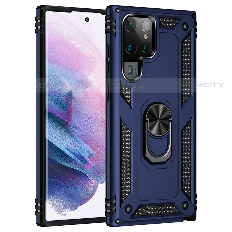 Samsung Galaxy S22 Ultra 5G用ハイブリットバンパーケース プラスチック アンド指輪 マグネット式 T02 サムスン 