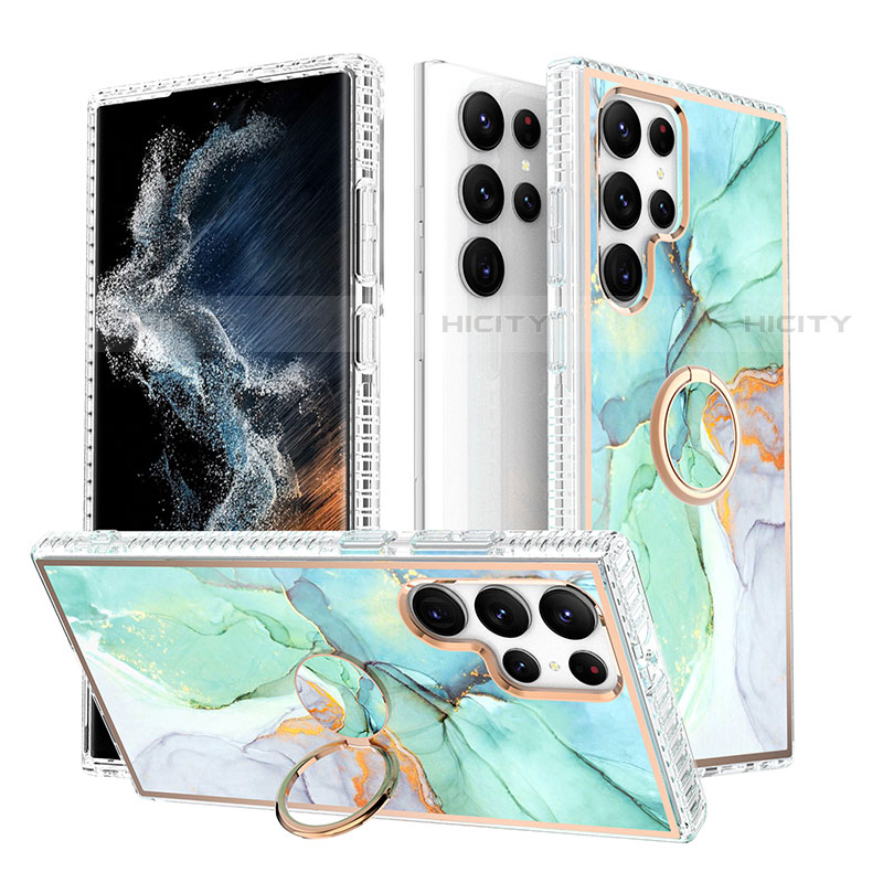 Samsung Galaxy S22 Ultra 5G用シリコンケース ソフトタッチラバー バタフライ パターン カバー S02 サムスン