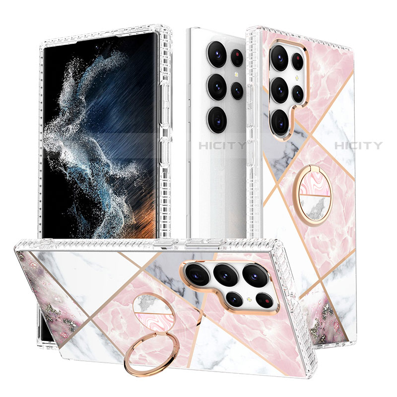 Samsung Galaxy S22 Ultra 5G用シリコンケース ソフトタッチラバー バタフライ パターン カバー S02 サムスン