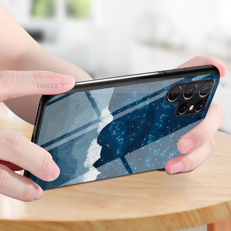 Samsung Galaxy S22 Ultra 5G用ハイブリットバンパーケース プラスチック 星空 鏡面 カバー S01 サムスン 